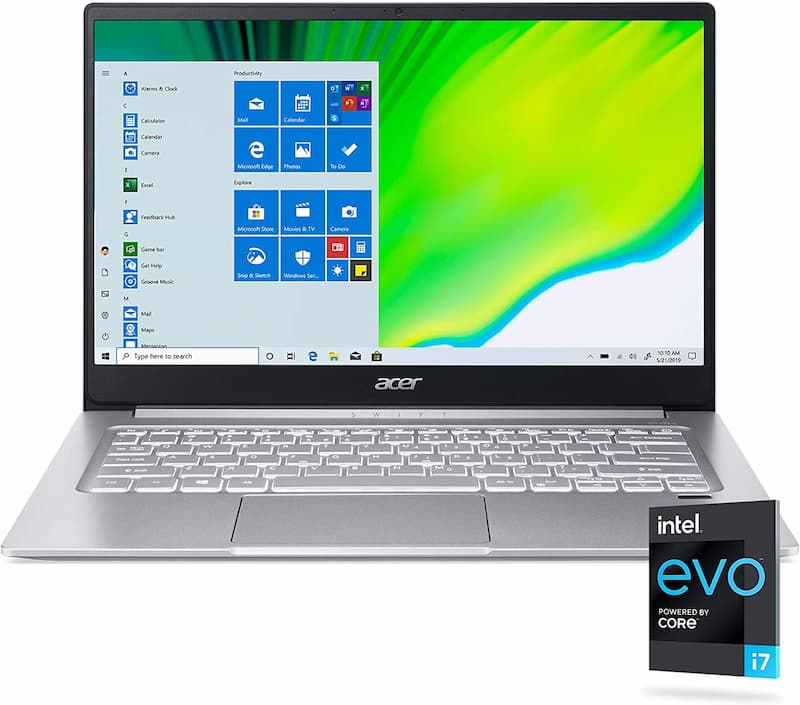 Laptop Acer Swift 3 Intel Evo fino e leve, 14" Full HD, Intel Core i7-1165G7, Intel Iris Xe Graphics, 8GB LPDDR4X, 256GB NVMe SSD, Wi-Fi 6