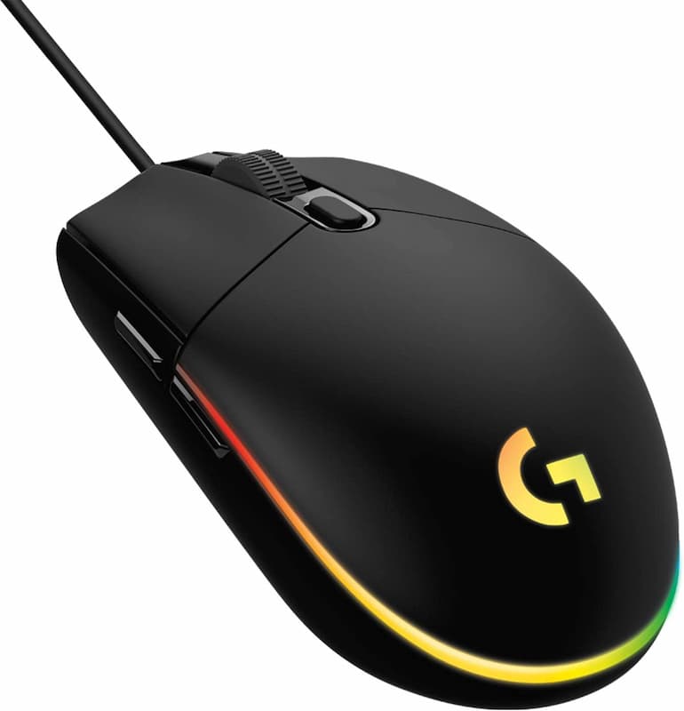 Mouse Gamer Logitech G203 LIGHTSYNC RGB, Efeito de Ondas de Cores, 6 Botões Programáveis e Até 8.000 DPI - Preto
