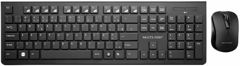 Multilaser Combo Teclado e Mouse Sem Fio de Entrada Multimídia USB - TC212, Preto
