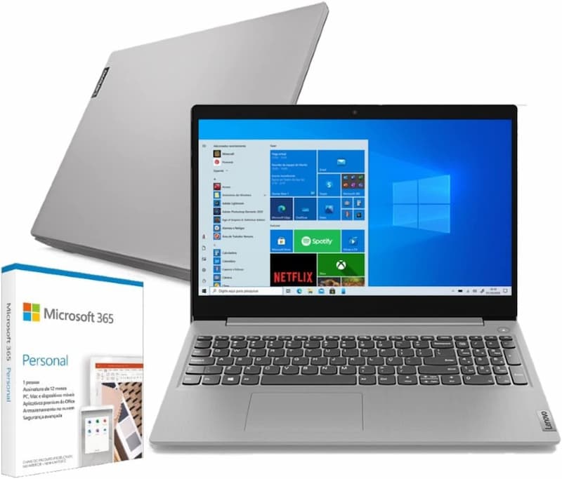 Notebook Lenovo IdeaPad 3i Celeron 4GB 128GB SSD + Microsoft Office 365 Personal - Windows 11 15.6" 82BU0008BR Prata