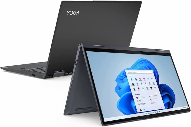Notebook Lenovo Yoga 7i 2 em 1 14" i5-1135G7 8GB 512GB SSD Com EVO Intel Iris Xe W11 FHD WVA, Grafite