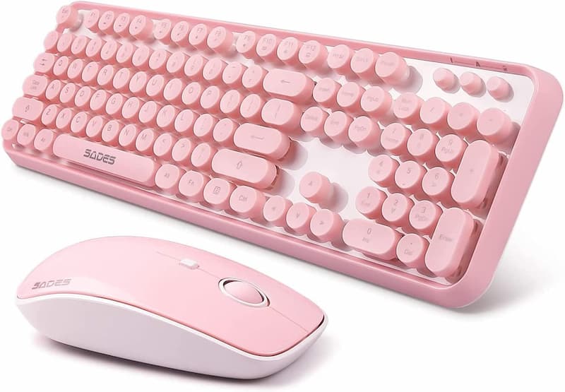 SADES V2020 teclado + mouse sem fio Wireless Rosa com conexão 2,4ghz ABNT