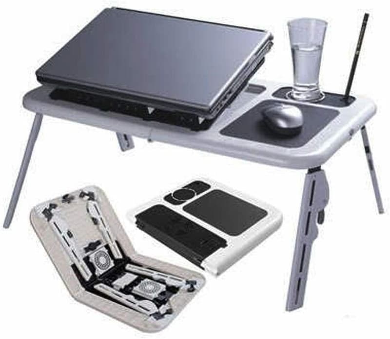 Mesa Notebook Com 2 Coolers Usb Dobrável Cama Sofa E-Table
