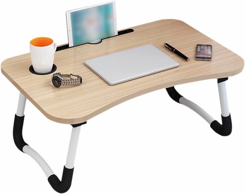 Mesa dobrável para notebook multifuncional sem montagem Mesa portátil para escrever crianças estudam mesas de computador com suporte para copos e ranhura